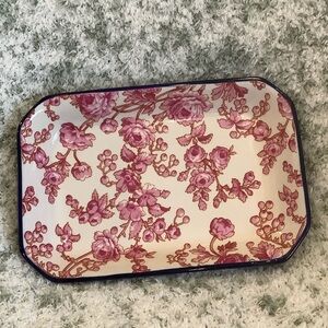 Margot Elena Ceramic Floral Pink and Cream Trinket Dish Jewelr Soap Tray NWT